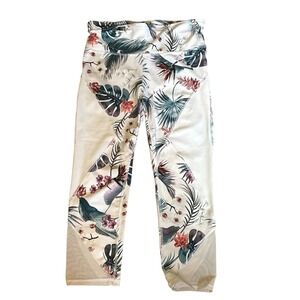 Gap Eclipse Tropical Floral Capri Leggings W/Adjustable Waistband, Size Small